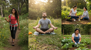 outdoor activities and mental health benefits from walking in a green park