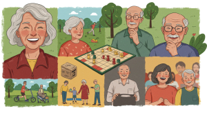 healthy aging and daily choices supported by balanced diet and exercise