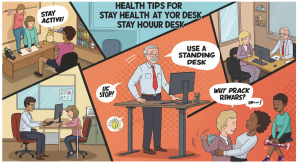 health tips for office workers with ergonomic desk setup