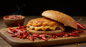 Healthy meal with chili peppers and vegetables for heart health