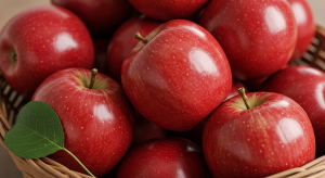 Fresh red apples in a basket symbolizing natural health