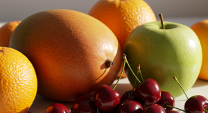 Colorful assortment of fresh fruits showing natural health benefits