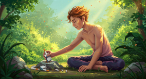 young person meditating in nature to find motivation and overcome giving up habit