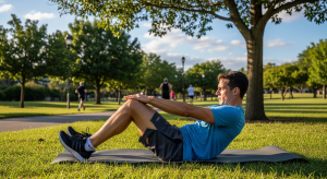 Person exercising to lose belly fat outdoors