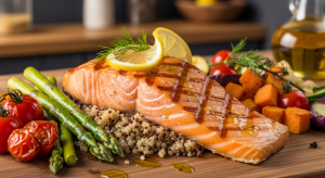 grilled salmon rich in omega-3 fatty acids