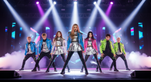 Music producer in studio mixing a modern pop song