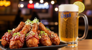 Korean fried chicken and cold beer Korean favorite foods
