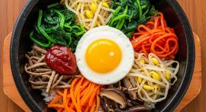 Vibrant bibimbap bowl with vegetables Korean favorite foods