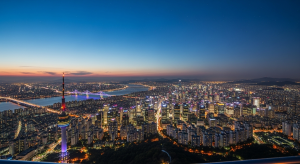 Seoul city skyline from N Seoul Tower — Korea travel guide Seoul edition view