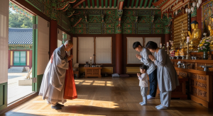 “Korean traditional temple etiquette scene”Korea travel safety tips
