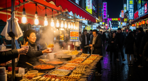 “Myeongdong street food market at night — Korea travel guide Seoul edition photo”